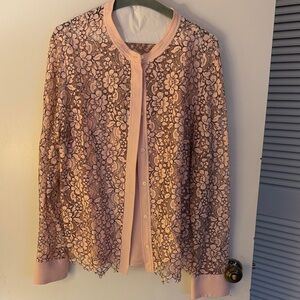 Pink Lace Button-Up Sheet Blouse